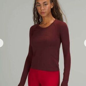 Lululemon Swiftly Race Length 2.0 size 8 NWOT Red Merlot Burgundy